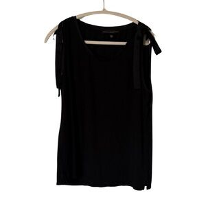 White House Black Market Black Tie-Shoulder Tank Top Size L